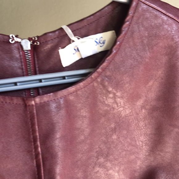 She / Sky Dress Medium N. W. T. Faux Leather Wine Color - Picture 7 of 11